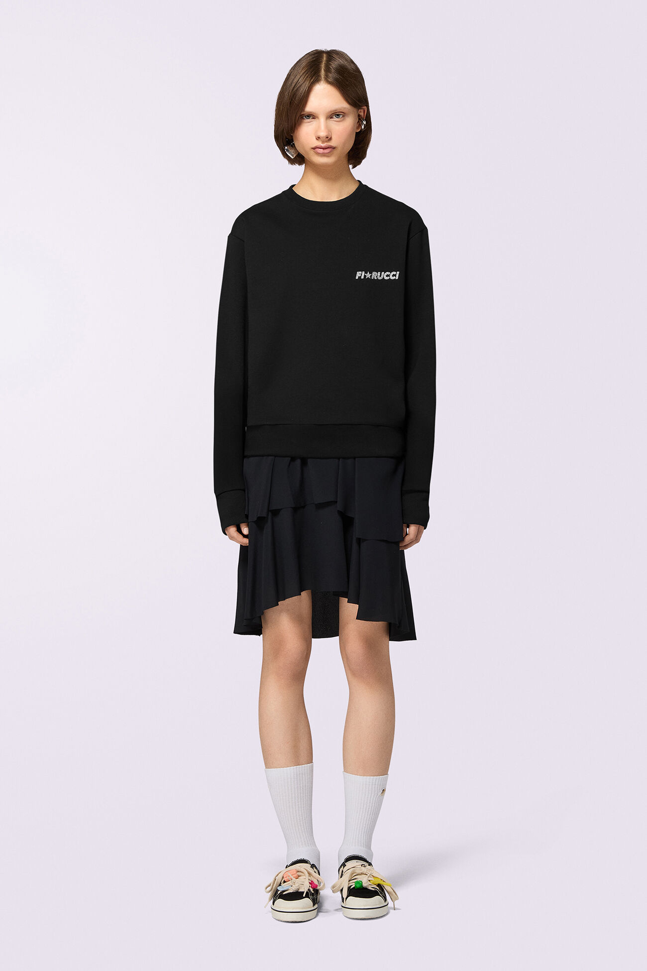 Glitter Star Logo Regular Sweatshirt Black